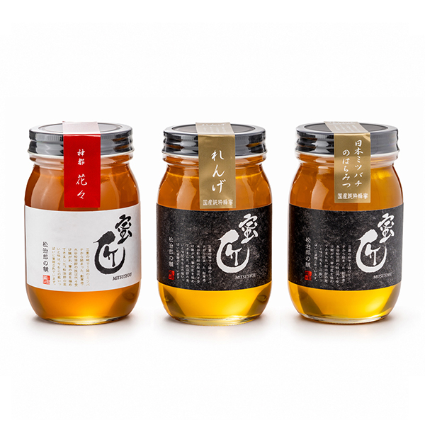蜜匠®｜神都花々・れんげ・日本ミツバチ 600g×3本 ギフトセット